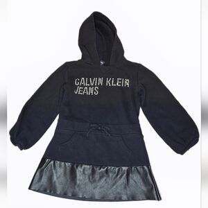 Calvin Klein Jeans Black Hoodie Dress with Metallic Accents